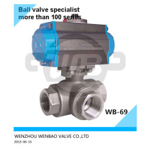 AISI316L Pneumatic Actuated 3-Way Ball Valve 11/4 Inch Pn63